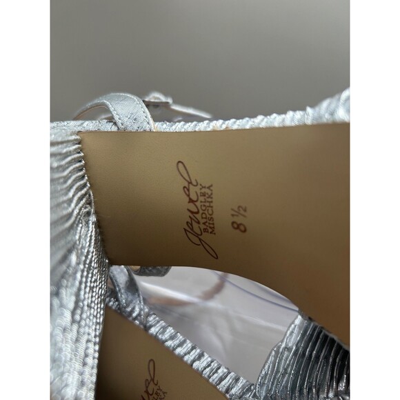 Jewel Badgley Mischka Women's Platform Sandal Silver Ruched Ankle Strap Size 8.5 - Picture 7 of 7